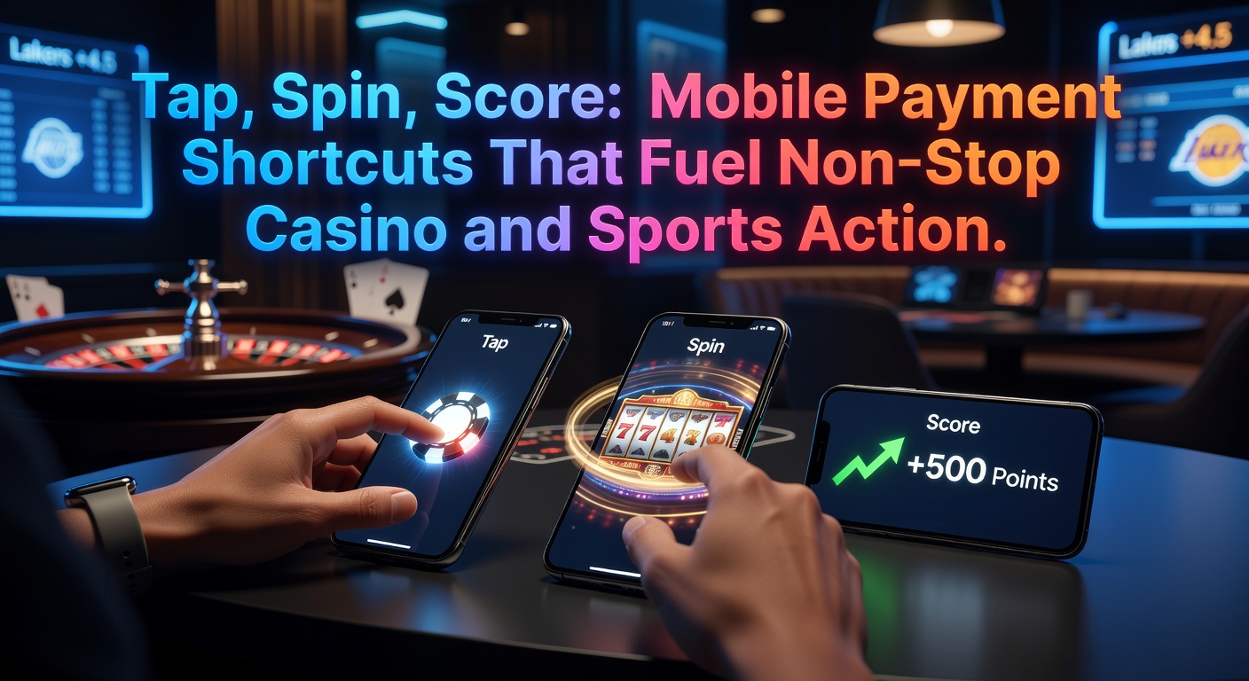 Grafik mit Icons von Apple Pay, Google Pay und NFC-Tap neben Casino-Slots und Sportwetten-Scores