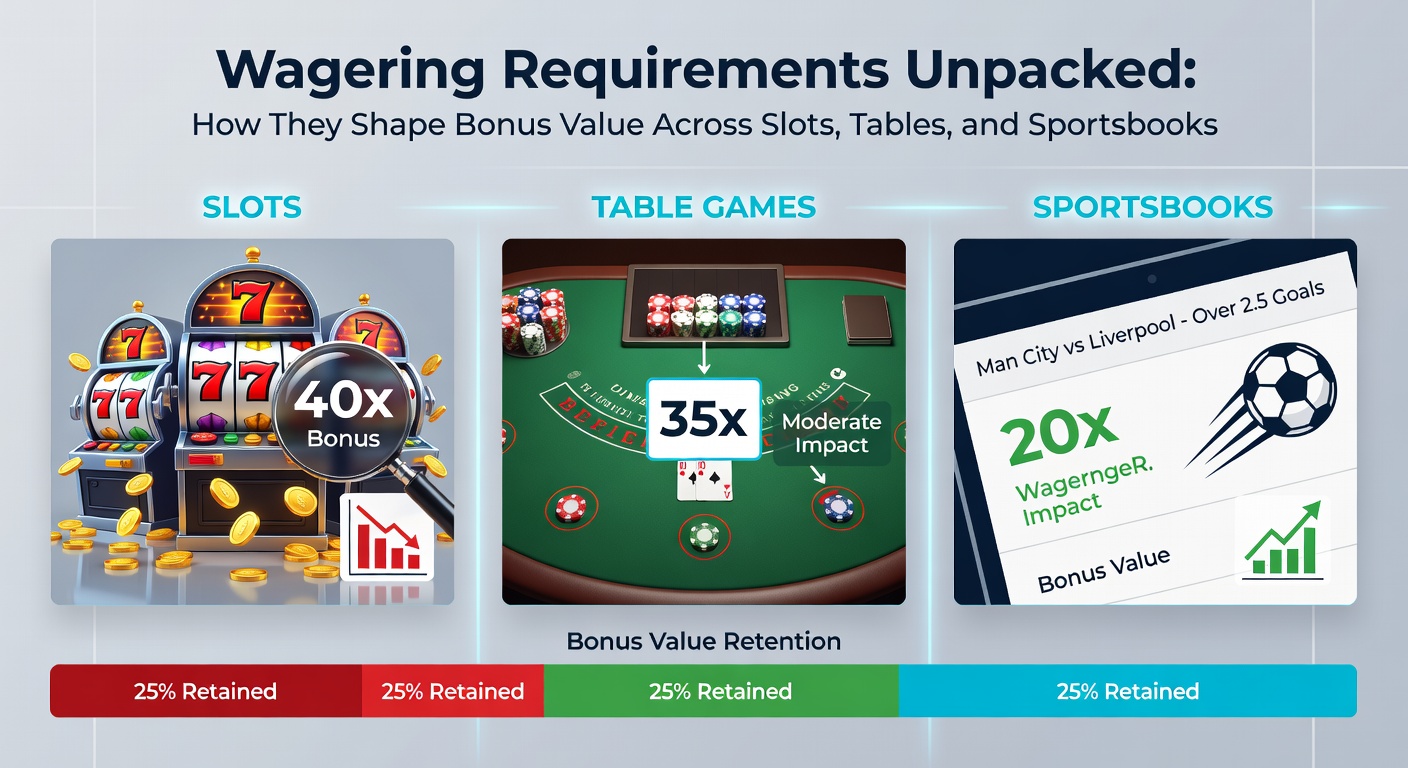 Tabelle mit Beitragsprozenten für Blackjack, Roulette und Poker unter Umsatzbedingungen, farblich hervorgehoben nach Kategorie